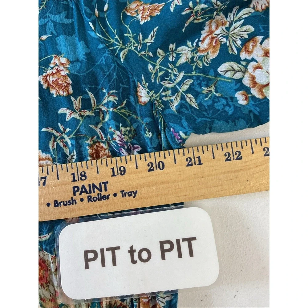 NATURAL LIFE Teal Multi-Color Floral Maxi Dress - Picture 5 of 7